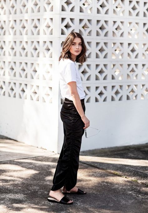 Harper And Harley, Sara Donaldson, Perfect Capsule Wardrobe, Black Velvet Jacket, Perfect White Tee, Bias Cut Skirt, Spring Capsule Wardrobe, Metallic Skirt, Spring Wardrobe