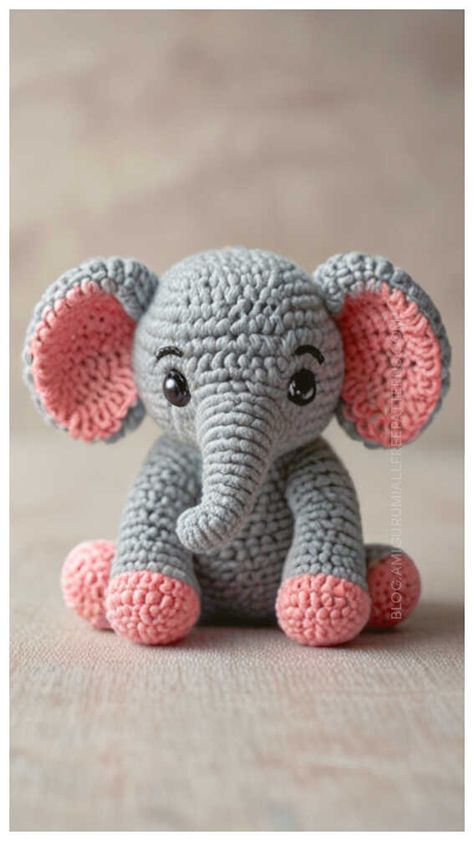 Crochet Elephant Free Amigurumi Pattern Crochet Patterns Elephants, Dumbo Crochet Pattern Free, Crocheted Elephant Pattern Free, Quick Crochet Amigurumi Free Patterns, Elephant Crochet Pattern Free, Amigurumi Elephant Free Pattern, Crochet Plushies Pattern, Crochet Elephant Pattern Free, Crocheted Elephant