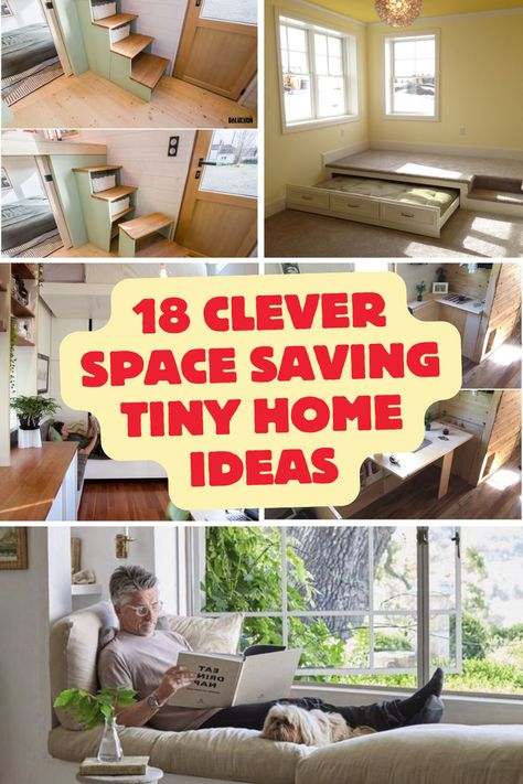 Living in a tiny home? Make every inch count with these 18 ingenious ideas! From foldable furniture to hidden storage, I’ve gathered my favorite solutions that maximize space without sacrificing style or comfort. Whether it’s a retractable ceiling bed, stairs with built-in storage, or modular wall units, each tip helps create a cozy, functional tiny home. Perfect for anyone starting their tiny home journey or looking for fresh inspiration to elevate their small living area. Tiny Homes Storage Ideas, Tiny House Creative Storage, Storage Ideas Tiny House, Tiny House Multipurpose Furniture, Versatile Furniture Space Saving, Living In A Small Space, Small Cottage Storage Ideas, Small Home Storage Ideas Maximize Space Tiny House, How To Decorate A Tiny House