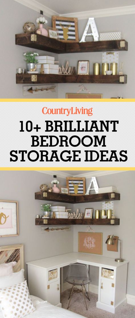 10 Brilliant Bedroom Storage Ideas You Need to Try Whether you live in a big house or tiny bungalow, there's no such thing as too much storage, especially in your bedroom. Small Space Storage Bedroom, Bedroom Storage For Small Rooms, Storage Tricks, Bedroom Storage Ideas, Small Bedroom Storage, Bedroom Organization Storage, Slaap Lekker, Adult Bedroom, Couple Bedroom