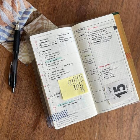 Todo List Aesthetic, Planning Organization, Hobonichi Planner, Hobonichi Weeks, Journal Spreads, Todo List, January 15, Journals & Planners, Planner Ideas