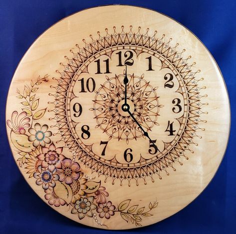 Clock Resin, Beginner Wood Burning, Hand Drawn Mandala, Wood Burning Tips, Wood Burning Patterns Stencil, Wood Burning Stencils, Drawn Mandala, Wood Burning Techniques, Burned Wood