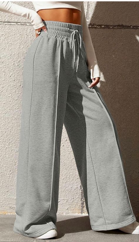 Korean Pants, Cute Sweatpants, Pool Party Outfits, Baggy Sweatpants, Wide Leg Lounge Pants, Wide Leg Sweatpants, Solid Color Pants, Flowy Pants, Pants With Pockets