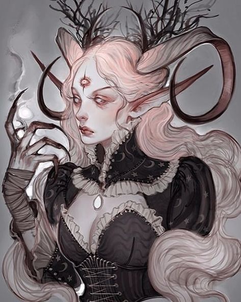 Love this character design by @naz.nemati. Dnd Demon, Demon Elf, Elf Sorceress, Half Elf, Half Demon, Dnd Art, Alien Art, Aesthetic People, Arte Fantasy