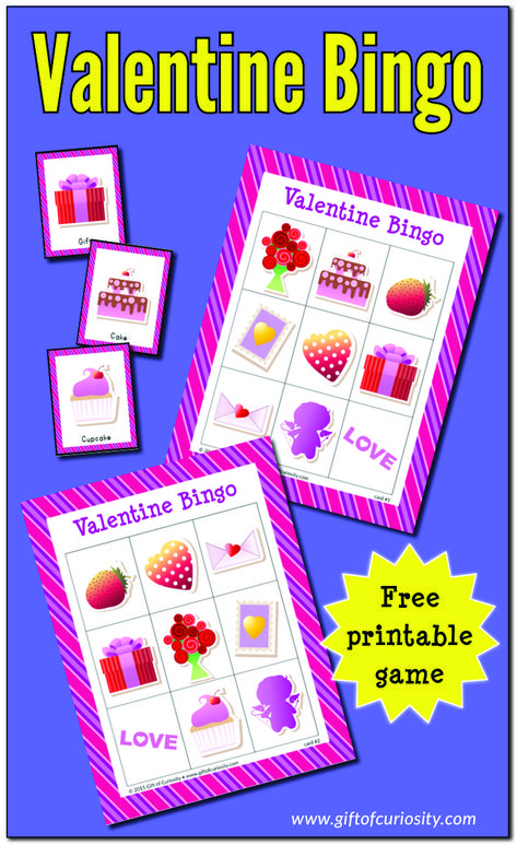 Free printable Valentine Bingo game with 10 different playing cards for hours of Valentine's Day Bingo fun! #Valentine #ValentinesDay #Bingo #freeprintable #giftofcuriosity || Gift of Curiosity Valentine Bingo Free Printable, Bingo Games For Kids, Valentine's Day Party Games, Valentine Bingo, Bingo For Kids, Bingo Set, Gratis Printables, Valentinstag Party, Bingo Cards Printable