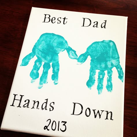 Pinner created this Father's Day DIY Canvas Art using an  8" x 10" canvas, acrylic paint, rub-on letters by Paper Studio (found in the scrapbook department), and a black sharpie to write the year in. The perfect DIY gift for dad! Sharpie Canvas Art, Sharpie Canvas, Canvas Art Gifts, Fathers Day Art, Kids Canvas Art, Children Crafts, Diy Gifts For Dad, Hobby Gifts, Diy Father's Day Gifts