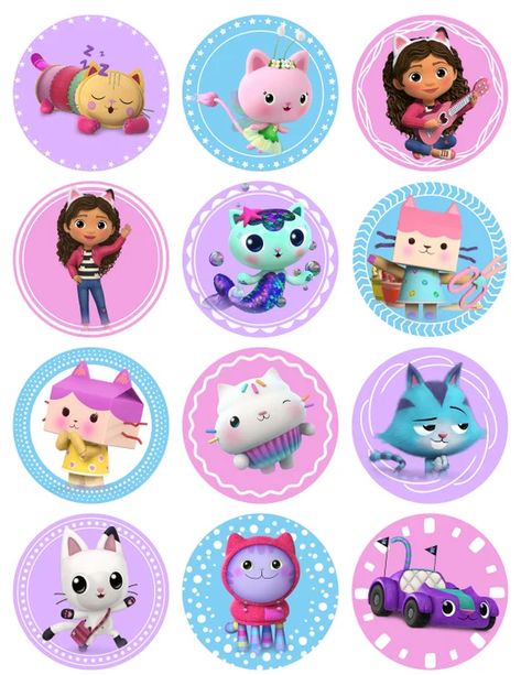 Gabbys Dollhouse Cupcake Toppers, First Birthday Decorations Girl, Kitten Birthday Party, Cat Themed Birthday Party, Baby Birthday Party Theme, Gabby Dollhouse, Minnie Birthday Party, Kitten Birthday, Character Clipart