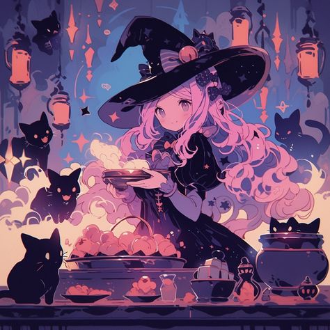 #kitty #littlewitch #illustration #cute #wallpaper #pp #animedrawing #animeicons #animeaesthetic #blackcat #magic Magic Equipment, Witches Kitchen, Black Cat Witch, Witch Wallpaper, Illustration Cute, Cute Wallpaper, Halloween Magic, Kitchen Witch, Hocus Pocus