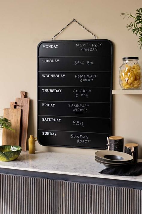 Weekday Planner Memo Board Weekday Planner, Meal Planner Board, Homemade Curry, Planner Board, Meat Free Monday, Quirky Home, Rockett St George, Quirky Decor, Black Board