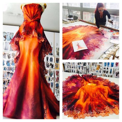 Matragi Design Fire Theme, Textiles Gcse, Phoenix Costume, Fire Costume, Textiles Ideas, Element Dress, Fire Clothes, Fire Fairy, Epic Moments