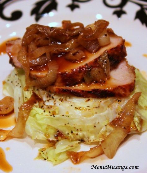 Asian Pork Tenderloin, Pork Entrees, Sweet Onions, Asian Pork, Roasted Cabbage, Asian Sauce, Pork Ham, American Mom, Exotic Food