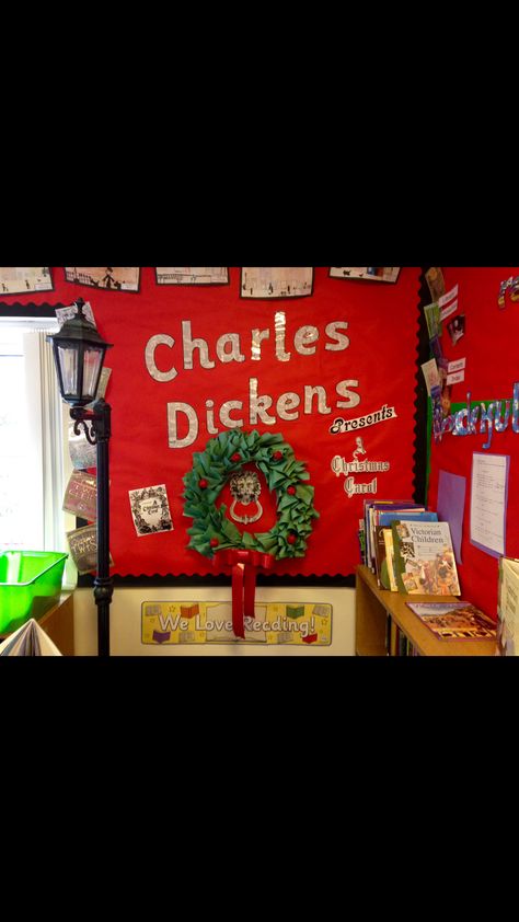 Dickens Christmas carol classroom display Traditional English Christmas Dinner, Classroom Displays Secondary, English Classroom Displays, Secondary English Classroom, Classroom Door Displays, Dickens Christmas Carol, Xmas Carols, December Lessons, Dickens Christmas