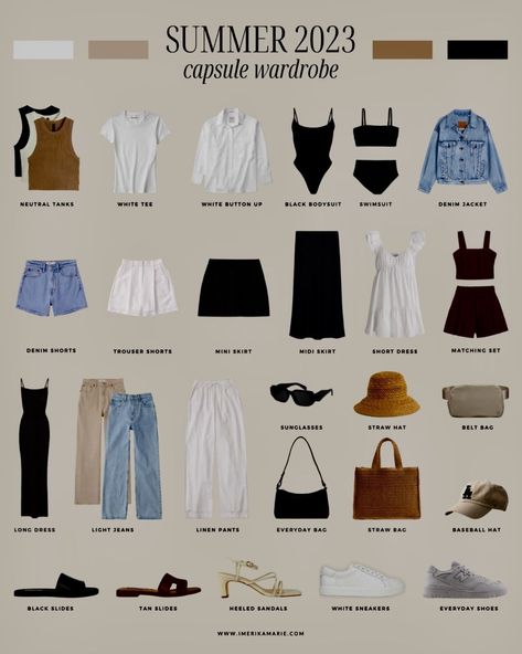 Italy Vacation Aesthetic Outfits, California Day Outfits, Euro Summer Wardrobe, Walking Europe Outfit, Italy Summer Clothes, Vacation Staple Outfits, Travel Basics Outfit, Summer Packing Outfits, Capsule Wardrobe With Skirts And Dresses