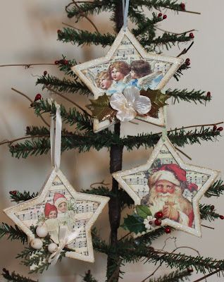 Stary Papier, Sheet Music Crafts, Victorian Christmas Ornaments, Vintage Christmas Crafts, Christmas Card Ornaments, Paper Christmas Ornaments, Christmas Stars, Music Crafts, Christmas Card Crafts