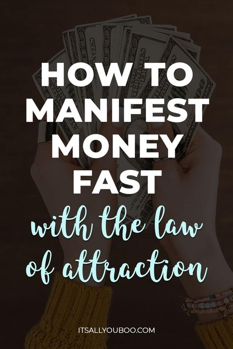 How to Manifest Money Fast with the Law of Attraction with a woman holding cash in her hands Manifest Money Fast, Wealth Manifestation, Manifest Destiny, Law Of Attraction Money, Lost My Job, Wealth Affirmations, Manifesting Money, Manifest Money, Attract Money