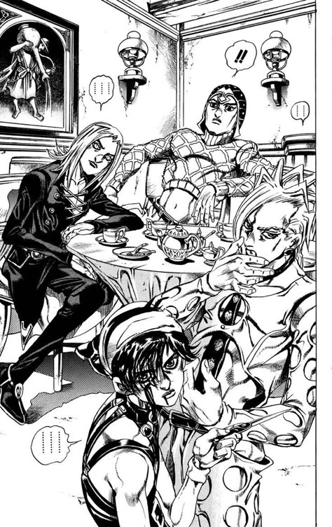 Jjba Panels, Jojo's Bizarre Adventure Manga, Jojo Manga Panels, Jojo Panels, Jjba Manga, Jjba Art, Jojo Manga, Hirohiko Araki, Black And White Comics