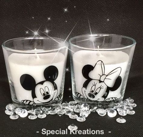 Cadeau Cricut, Mickey Mouse Candle, Disney Candles, Friendship Thank You, Change Jar, Small Storage Containers, Candles Wedding, Minnie And Mickey, Valentines Day Baby