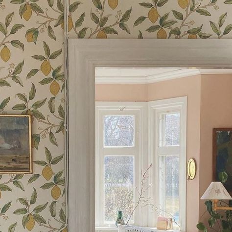 Morris&Co on Instagram: "Feel inspired by the zest of creativity, timelessly styled by @karlerikhallden From William Morris's Beloved 1864 'Fruit' Wallpaper emerges 'Lemon Tree'. The chalky white print brings to life the scent of summer, combining trailing branches and delicate blossoms. Order your sample via our website" William Morris Lemon Tree Wallpaper, William Morris Fruit, Vintage Lemon Wallpaper, William Morris Fruit Wallpaper, William Morris Wallpaper Bathroom, Morris And Co Wallpaper, Mudroom Wallpaper, William Morris Tapet, Lemon Tree Wallpaper