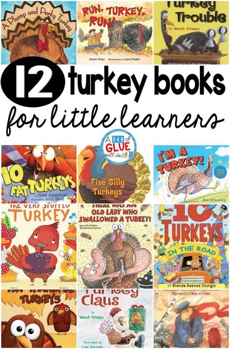 Our 12 favorite turkey books are perfect for your Thanksgiving or fall lesson plans. These are great for preschool, kindergarten, or first grade students. November Lesson Plans, Thanksgiving Lesson Plans, Thanksgiving Activities Preschool, Fall Lesson Plans, Thanksgiving Lessons, Thanksgiving Kindergarten, Thanksgiving Crafts Preschool, Thanksgiving School, Thanksgiving Books