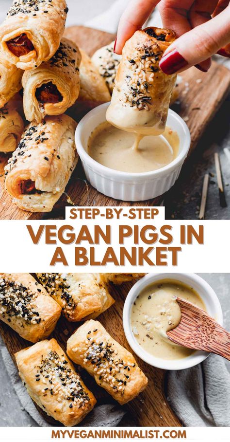 Vegan Pigs In A Blanket, Carrot Party, Vegan Party Snacks, Herb Marinade, Vegan Minimalist, Pigs In Blankets, Stew And Dumplings, Vegan Party Food, Vegan Party