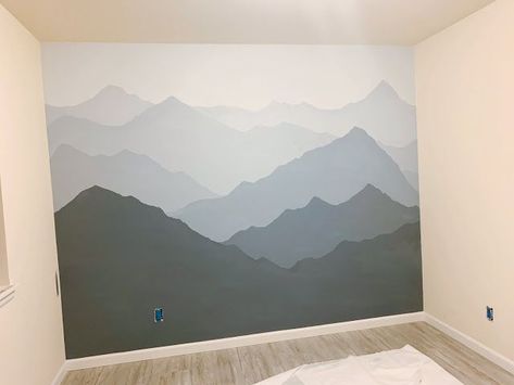 How to Paint a Mountain Mural on your Bedroom or Nursery Wall | DIY Timelapse + Speed Painting - Sweet Softies | Amigurumi and Crochet Paint A Mountain, Wall Mural Ideas, Mountain Wall Mural, Mountain Mural, Mountain Nursery, Choosing Paint Colours, Faux Brick Walls, Diy Wand, Diy Accent Wall