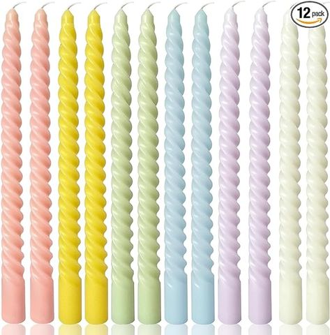 Amazon.com: 10 Inch Cream Spiral Taper Candles for Home Decoration, 12 Pack Candy-Color Candlesticks for Dinner Party Wedding Holiday : Home & Kitchen Colored Taper Candles, Spiral Candle, Pastel Candle, Tall Candles, Dripless Candles, Candy Candle, Spiral Candles, Candle Sticks Wedding, Long Candles