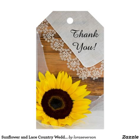 Sunflower and Lace Country Wedding Favor Tags Wedding Country Theme, Barn Wedding Favors, Country Themed Wedding Invitations, Sunflower Wedding Favors, Country Wedding Favors, Sunflower Wedding Ideas, Country Themed Wedding, Rustic Sunflower Wedding, Wedding Favours Thank You