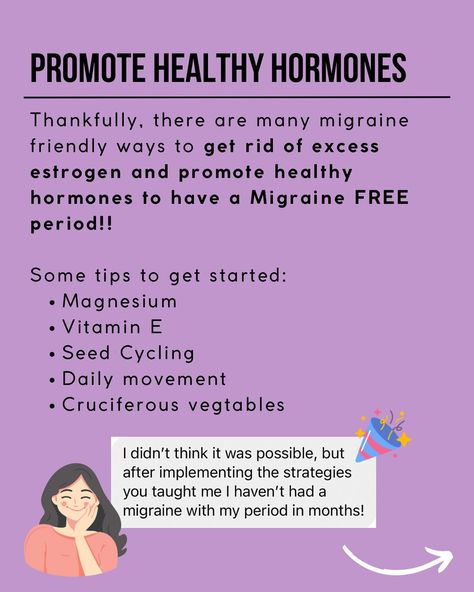 It is POSSIBLE to have a migraine FREE period 🥳 SO many of my students come to me skeptical about how to make ^^^ this a reality. The first step to take is to IDENTIFY underlying imbalances like estrogen dominance that are making you more susceptible to hormonal migraines. The next step is to ADDRESS the underlying imbalances - usually takes about 3 to 6 months of consistency to see a HUGE difference in your overall health & migraine 🤩 Comment QUIZ and I will send you the link the Holisti... Hormonal Migraine, Seed Cycling, Healthy Hormones, Estrogen Dominance, Come To Me, Overall Health, The Next Step, Next Step, Migraine