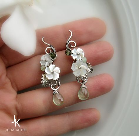 Floral silver earrings apple blossoms by JuliaKotreJewelry on DeviantArt Lily Ring, Cast Rings, Blossom Jewelry, Floral Cuff, Apple Blossoms, Prom Jewelry, Apple Blossom, Lily Pads, Silver Roses