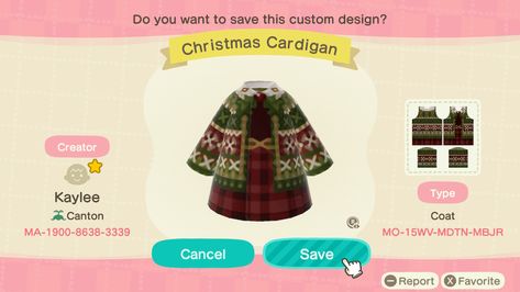 Animal Crossing Outfit Codes Winter, Animal Crossing Winter Outfits, Acnh Winter Clothes, Animal Crossing Christmas Design Codes, Acnh Winter, Acnh Christmas, Acnh Fashion, Cottagecore Animal Crossing, Ac Codes