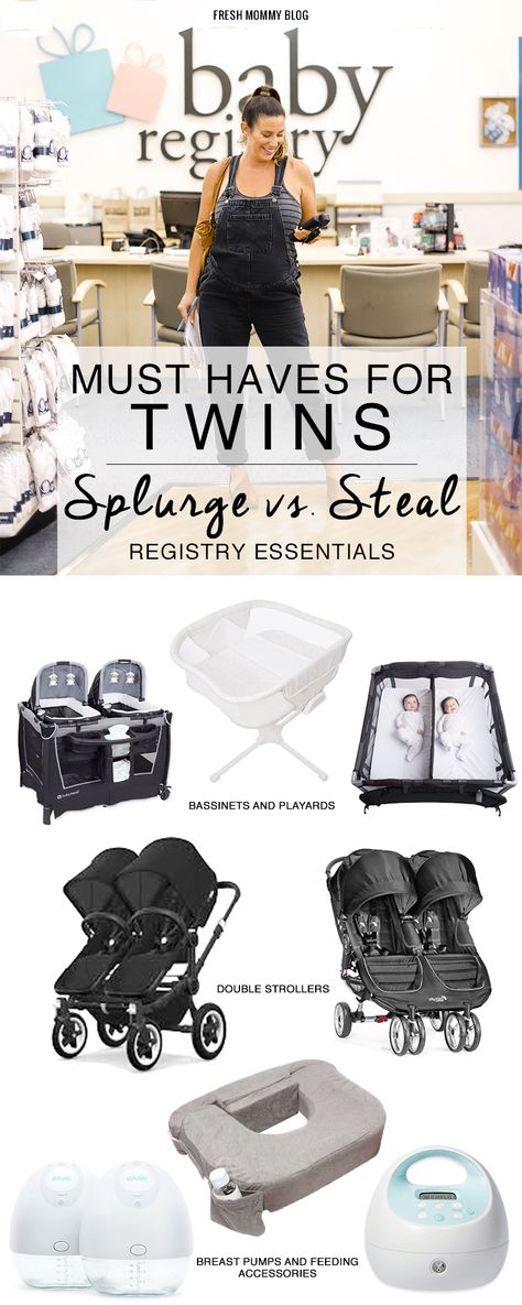 Twin Pack N Play, Twin Products, Twin Essentials, Twin Registry, Twin Baby Gear, Twin Baby Rooms, Twin Gear, Splurge Vs Steal, Twins Announcement