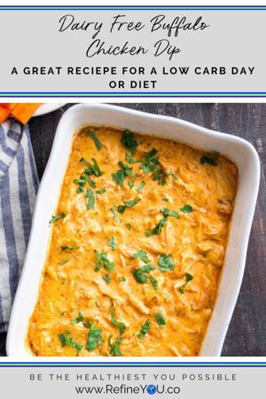 Gluten Free Dairy Free Buffalo Chicken Dip, Buffalo Chicken Dip Healthy, Dairy Free Buffalo Chicken Dip, Healthy Food Protein, Dairy Free Buffalo Chicken, Healthy Buffalo Chicken Dip, Dip Healthy, Dairy Free Appetizers, Alpha Gal