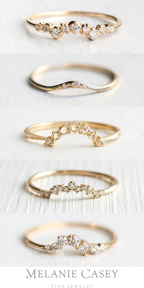 Wedding Bands For Vintage Rings, Delicate Gold Wedding Band, Wedding Band For Vintage Engagement Ring, Rose Gold Stackable Wedding Band, Vintage White Gold Wedding Bands, Wedding Bands Curved With Engagement Ring, Unique Rose Gold Wedding Band, Yellow Gold And White Gold Wedding Rings, Mens White Gold Wedding Rings