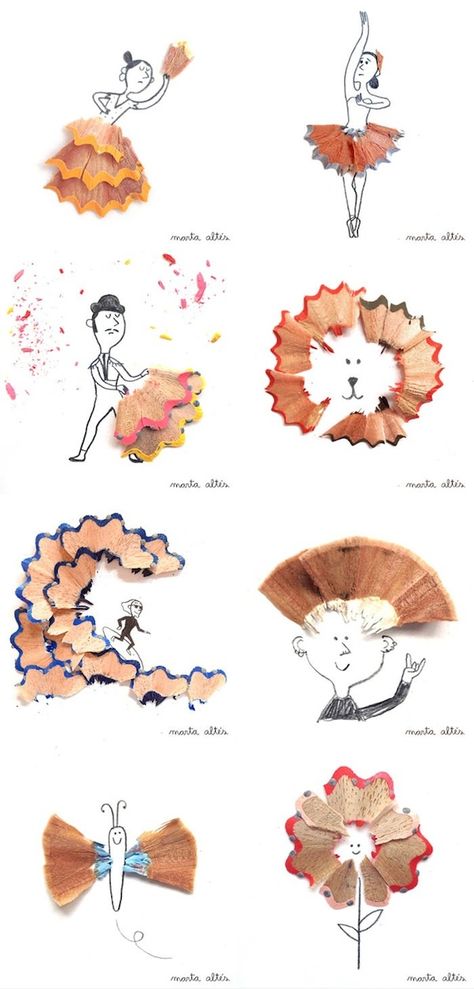 Oh, all the things you can do with pencil shavings! #upcycling #upcycled #art Pencil Creative, Pencil Shavings, Creative Artwork, Recycled Art, Creative Drawing, Art Plastique, Pencil Art, Art Education, 그림 그리기