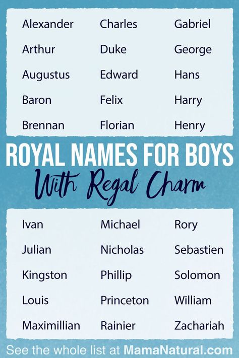 Parents who seek something posh for their little prince often love royal names for boys. These names may have royal meanings, or real-life royals might’ve worn them in history. Let’s meet some standout royal boys’ names together. Flower Names For Boys, Royal Names Boys, Royal Boy Names, Noble Names, Royal Names For Boys, Royal Last Names, Prince Names, Names And Their Meanings, Royal Names