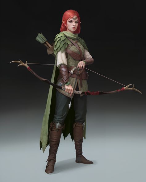 Elf Armor, Ranger Dnd, Fantasy Friends, Elf Archer, Archer Characters, Elf Ranger, Dnd Elves, Female Elf, Forest Elf