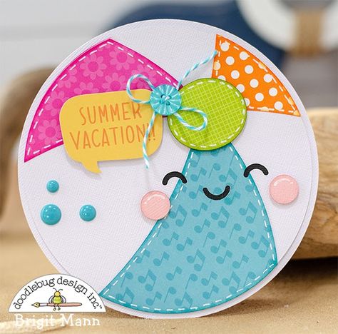 Doodlebug Design Inc Blog: NSD 2018 | Introducing Sweet Summer Cut Files + GIVEAWAY! Summer Cards Handmade, Summer Cut, Card Scrapbook, Doodlebug Design, Summer Cards, Cricut Cards, Shaped Cards, Beach Ball, Sweet Summer