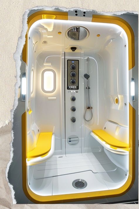 Discover the future of bathing with spaceship showers! 🚀✨ Elevate your bathroom with sleek designs and cosmic ambiance. #SpaceshipShowers #FuturisticBathrooms #LuxuryLiving #InteriorDesign #HomeInspiration Star Trek Interior Design, Solarpunk Spaceship, Spaceship Bathroom, Spaceship Interior Design, Future Spaceship, Spaceship House, Space House, Spaceship Interior, Lighting Pattern