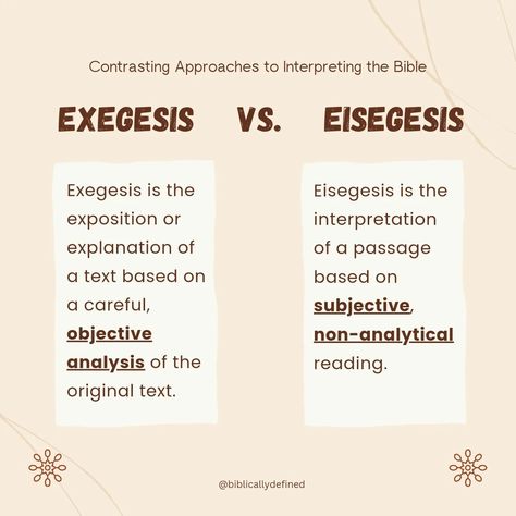 🛑❌ Stop using Bible verses out of context. The Bible is not a tool nor does it promises one's personal gain, success, wealth, health, or other earthly pursuits. Verses has its historical context. Scripture should be interpreted faithfully. . . . . . #biblicallydefined #exegesis #eisegesis #bibleinterpretation #biblicalinterpretation Bible Interpretation, Bible Study Guide, Out Of Context, Study Guides, Study Guide, Bible Journaling, The Bible, Bible Verse, Bible Study