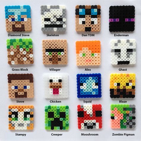 Minecraft Beads, Perler Beads Ideas, Minecraft Blocks, Diy Minecraft, Hama Beads Minecraft, Minecraft Birthday Party, Art Perle, Hama Beads Design, Perler Bead Templates