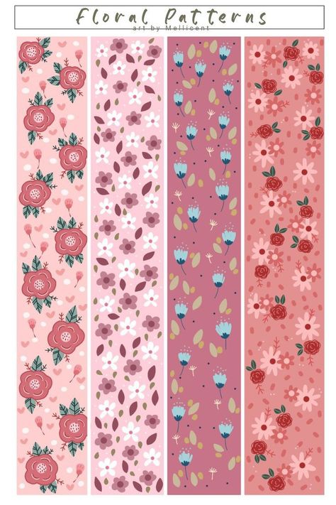 Pink Bookmarks Printable, Bookmark Ideas Aesthetic Printable, Washi Printable, Washi Tape Printable, Washi Tape Digital, Penanda Buku, Washi Tape Planner, Folding Origami, Washi Tape Diy