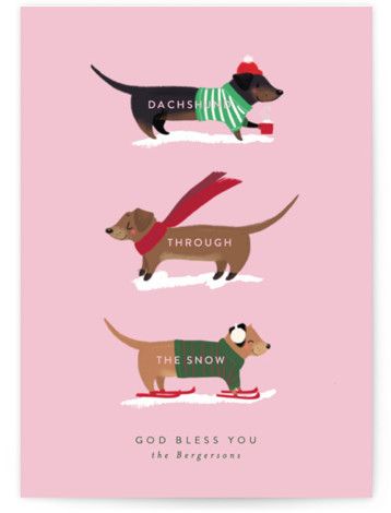 Dachshund Through The Snows Holiday Petite Cards Dog Puns, Weiner Dogs, Dashing Through The Snow, Snow Art, Graph Design, Pink Holiday, Snow Dogs, Weiner Dog, Holiday Postcards