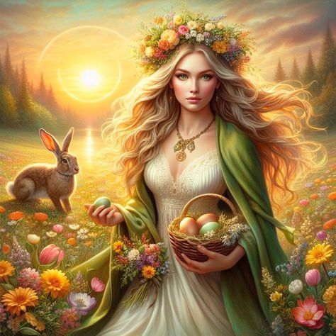 Eostre Goddess, The Goddess Of Spring, Goddess Of Spring, Vernal Equinox, End Of Winter, Spiritual Symbols, Spring Equinox, Cultural Celebration, Easter Traditions