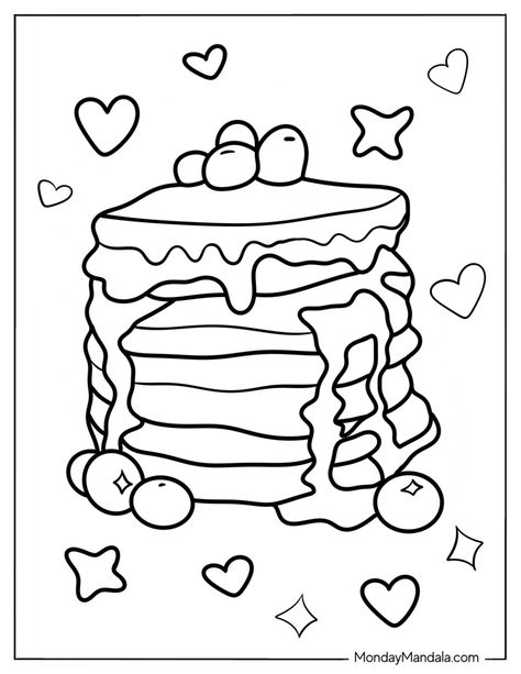 20 Pancake Coloring Pages (Free PDF Printables) Bakery Coloring Pages, Food Coloring Pages Free Printable, Candy Coloring Pages, Colouring Pictures, Fruit Coloring Pages, Food Coloring Pages, Summer Coloring Pages, Detailed Coloring Pages, Coloring Sheets For Kids