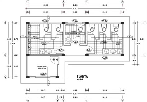 The top view bathroom plan detail dwg file. - Cadbull Public Bathroom Dimensions, Public Wc Plan, Public Bathroom Plan, Biophilic Restaurant, Restaurant Toilet Design, Wc Plan, Bathroom Floorplan, Public Restroom Design, Restroom Architecture