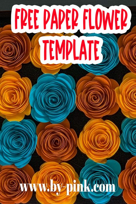 Free Paper Flower Templates, Paper Roses Diy, Paper Rose Template, Flower Svg Files, Rolled Paper Flowers, Paper Flower Patterns, Flower Shadow Box, Paper Flower Template, Paper Flowers Craft