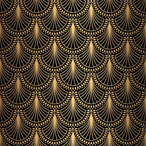 Art Deco Pattern. Seamless black and gold background. stock illustration Black And Gold Background, Black And Gold Art Deco, Gold Art Deco Pattern, Black And Gold Art, Gold Texture Background, Gold Design Background, Art Deco Shapes, Art Deco Fabric, Vintage Illustration Art