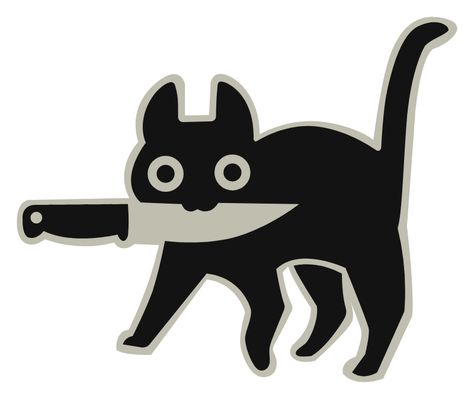 Knife Cat, Fluffy Black Cat, Knife Drawing, Cat Template, Knife Tattoo, Black Cat Sticker, Flyer Design Inspiration, A Black Cat, Cool Stickers