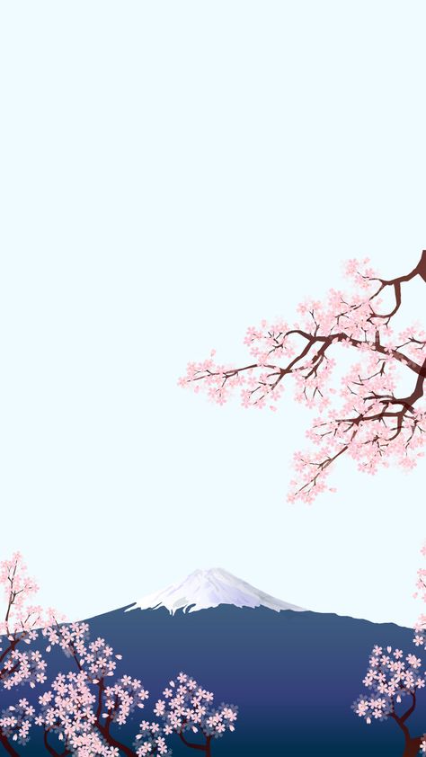 Solar Background, Japan Background, Tourism Background, Minimalist Wallpaper Phone, Japanese Background, Cherry Blossom Wallpaper, Japanese Blossom, Monte Fuji, Mont Fuji