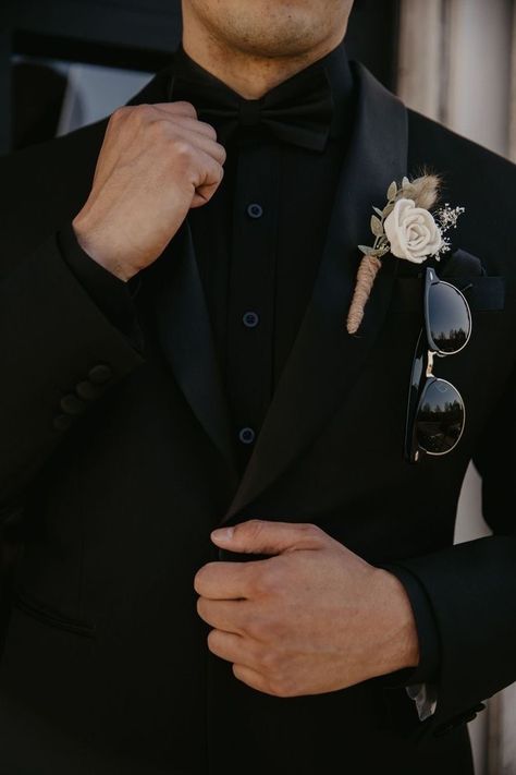 All Black Tux, All Black Tuxedo, Black Tuxedo Wedding, Wedding Suits Men Black, Groom Suit Black, Anna Claire, All Black Suit, Wedding Tux, Groom Wedding Attire